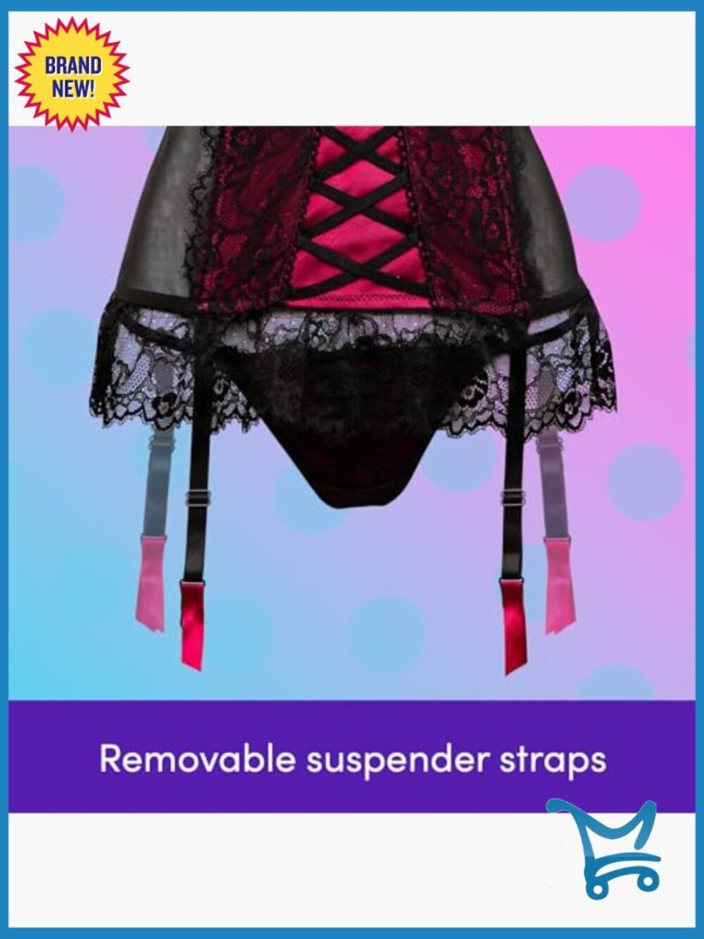 Boudoir Belle Satin Push Up Basque Set with G-String - Picture 5 of 7